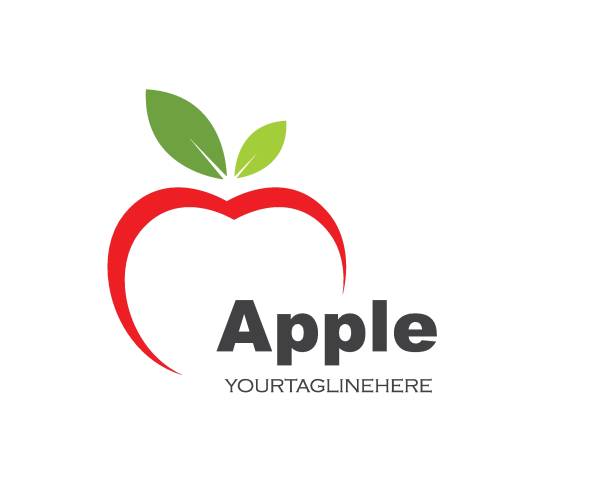 ilustraciones, imágenes clip art, dibujos animados e iconos de stock de diseño de ilustración vectorial de icono de logotipo de apple - apple