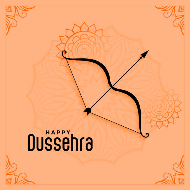 ilustrações, clipart, desenhos animados e ícones de saudação feliz do festival do dussehra no estilo étnico - devi