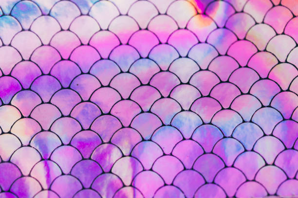 istock Neon holographic scales pattern. Mermaid fairy background. 1177607308
