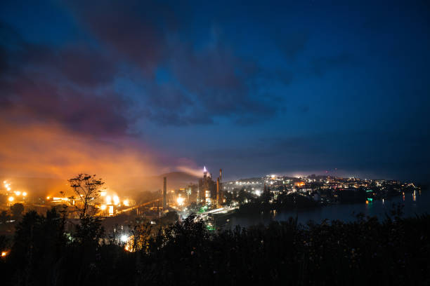istock Giant industrial plant. Night view 1177607634