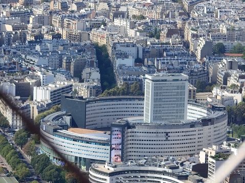 View of the city of Paris from the height of the Eiffel Tower