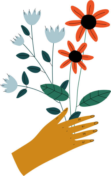 istock Female Hand Holding Bouquet of Wild Flowers, Elegant Decorative Floral Design Element Vector Illustration 1177620064
