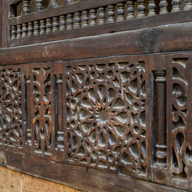 istock Traditional interleaved wooden decorated arabesque unit, Old Cairo, Egypt 1177620338