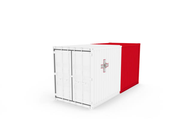 istock 3D Illustration of Cargo Container with Malta Flag on white background with shadows. Delivery, transportation, shipping freight transportation. 1177629326