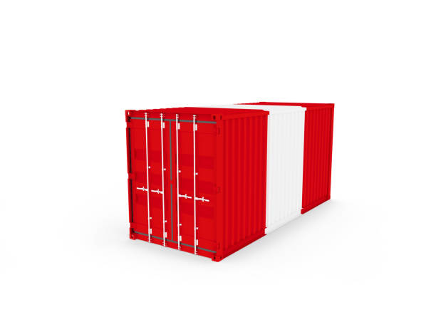 istock 3D Illustration of Cargo Container with Peru Flag on white background with shadows. Delivery, transportation, shipping freight transportation. 1177629333