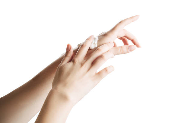 istock Beautiful women hands isolate, applying cream, massaging 1177631829