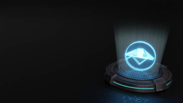 istock 3d hologram symbol of down arrow in circle icon render 1177632304