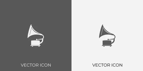 Vector illustration of Light & Dark Gray Icon of gramophone For Mobile, Software & App. Eps. 10.