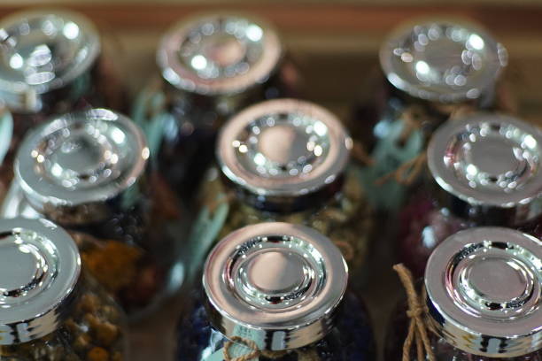 istock Glass bottles with dried flowers 1177634854