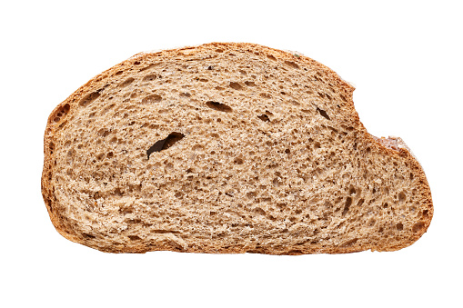 Sliced slice of bread isolated on white background. file contains clipping path