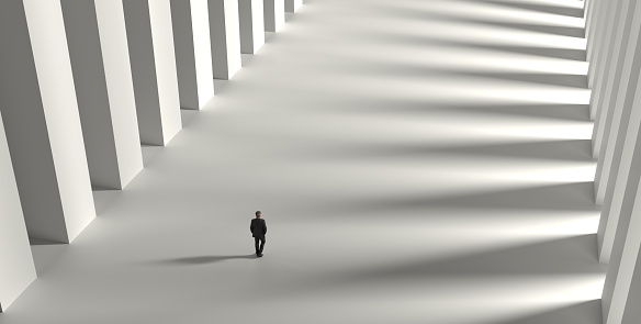 Businessman walking on corridor