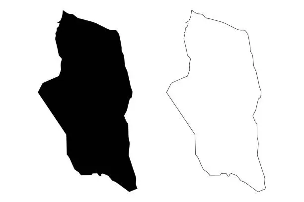 Vector illustration of Ghat District (Districts of Libya, State of Libya, Fezzan) map vector illustration, scribble sketch Yat map