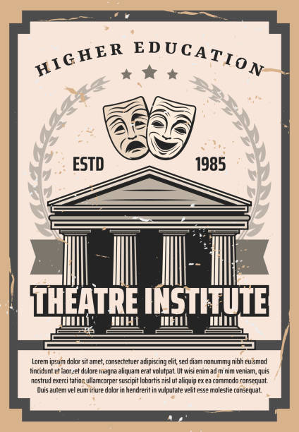 ilustraciones, imágenes clip art, dibujos animados e iconos de stock de instituto de teatro, educación artística en performance - playbill