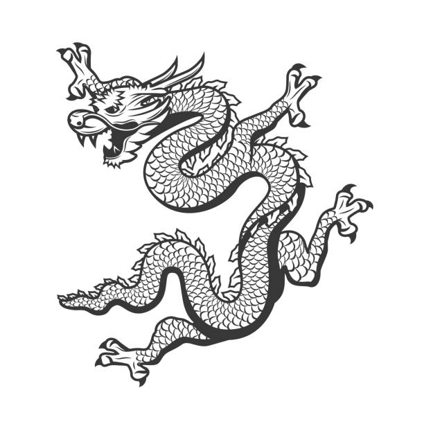 ilustrações, clipart, desenhos animados e ícones de dragão chinês, símbolo do zodíaco do ano novo de china - snake year china chinese new year