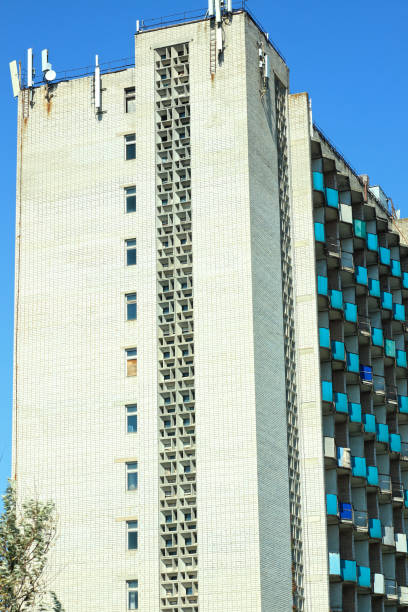 istock Old Soviet high-rise building. Closed spa resort with ancient architecture. 1177648165