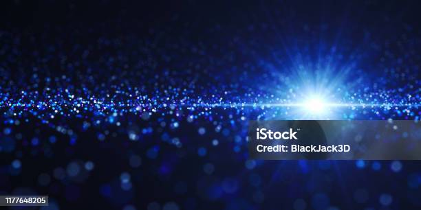 Abstract Particles Stock Photo - Download Image Now - Spot Lit, Spotlight, Technology