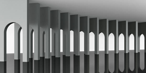 istock 3d rendering arc rhythm in black color tone. 1177649415