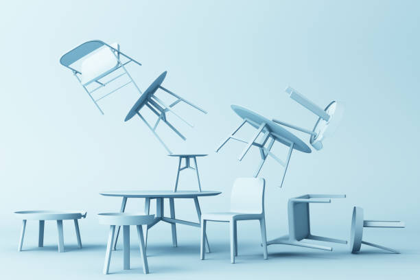 istock A lot of Chairs and coffee table in blue colour tone. 3d rendering 1177649504