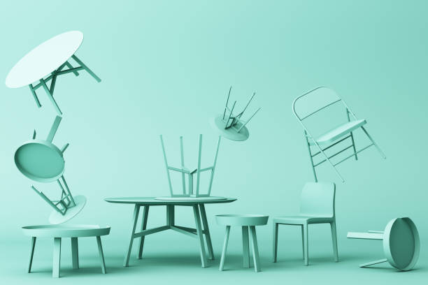istock A lot of Chairs and coffee table in green colour tone. 3d rendering 1177649619
