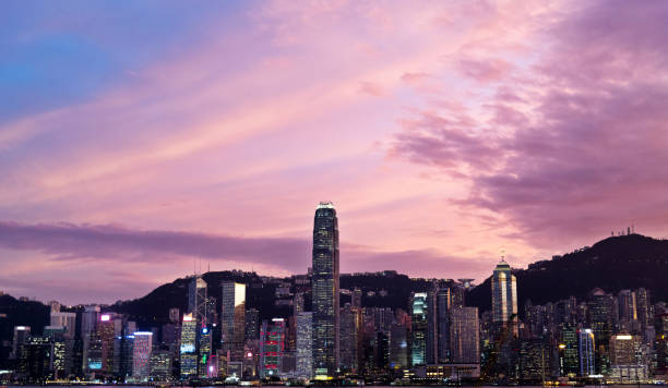 istock Hong Kong financial district at dusk 1177653141
