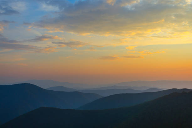 istock mountain chains in a mist at the early morning under cloudy sky 1177655219