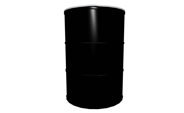 istock 3D metal barrels on white background 1177655935
