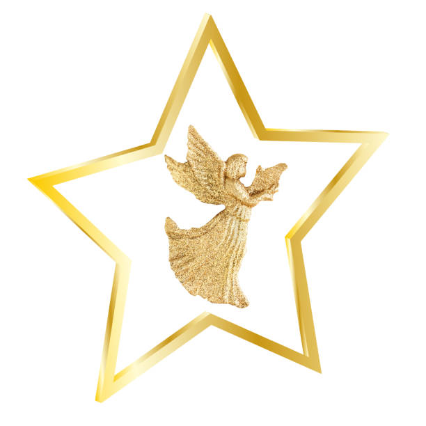 Golden angel isolated on white background