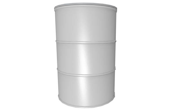 istock 3D metal barrels on white background 1177656261
