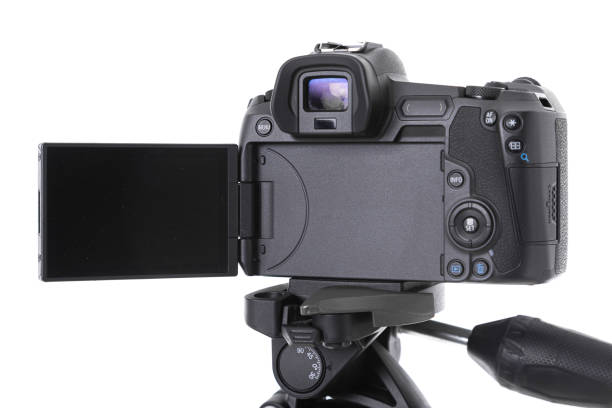 istock Closeup of screen of modern black camera device isolated 1177656364