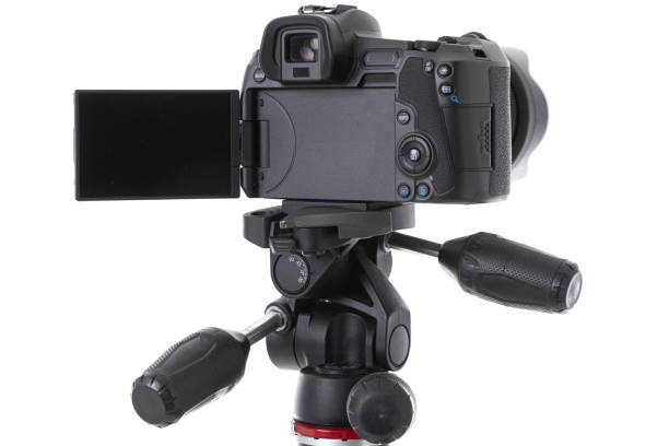 istock Close-up of screen of modern black camera device isolated 1177656369