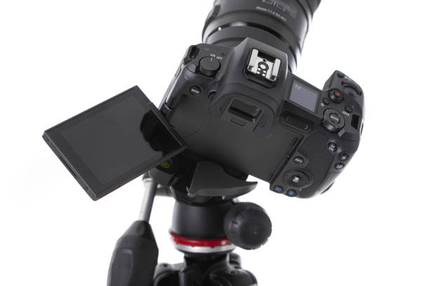 istock Close-up of screen of modern black camera device isolated 1177656370