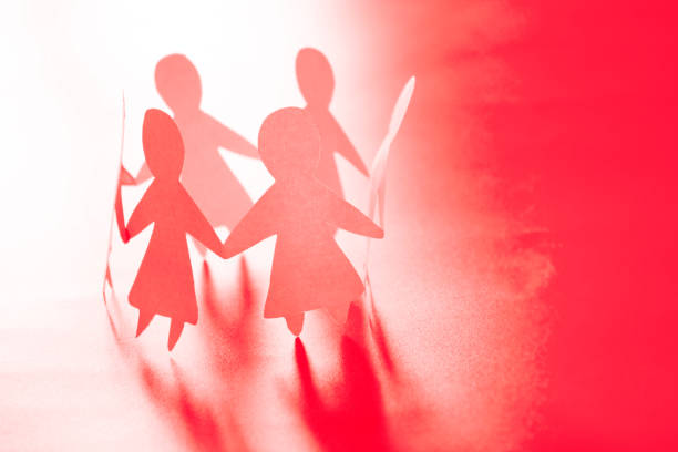 Paper women together. Women power and togetherness concept