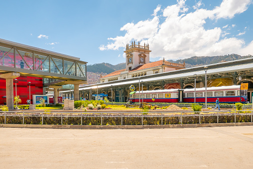 La Paz Bolivia September 9 Panoramic view of the old renovated train station. Shoot on September 2019