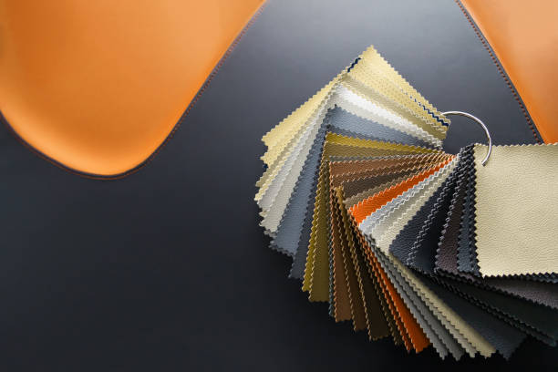 istock A catalog with samples of genuine leather materials in different colors for the manufacture of designer clothes, shoes and accessories. 1177666161