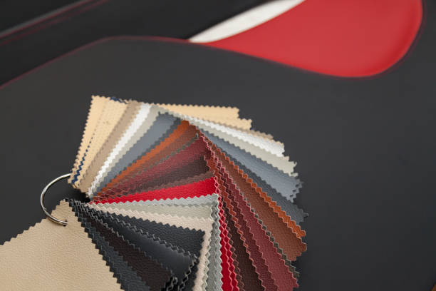 istock A catalog with samples of genuine leather materials in different colors for the manufacture of designer clothes, shoes and accessories. 1177667259