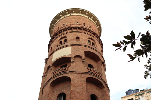 Barcelona, Spain - September 13, 2019: The water tower of Jardins de la Torre de les Aigües