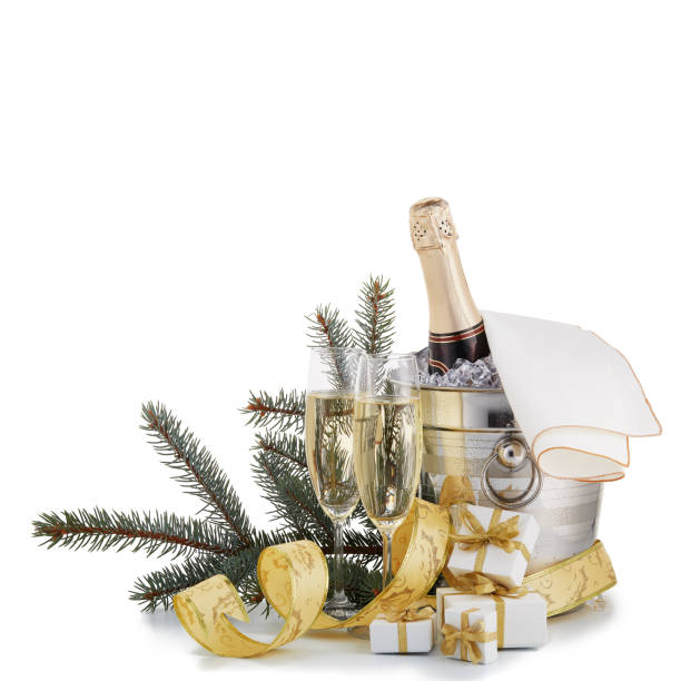 istock Champagne and Christmas and New Year decorations 1177669784