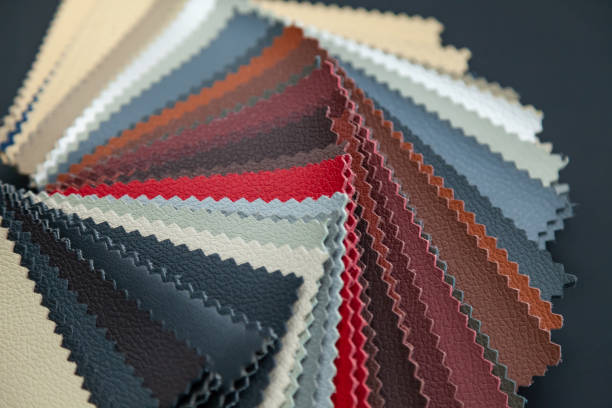 istock A catalog with samples of genuine leather materials in different colors for the manufacture of designer clothes, shoes and accessories. 1177669929