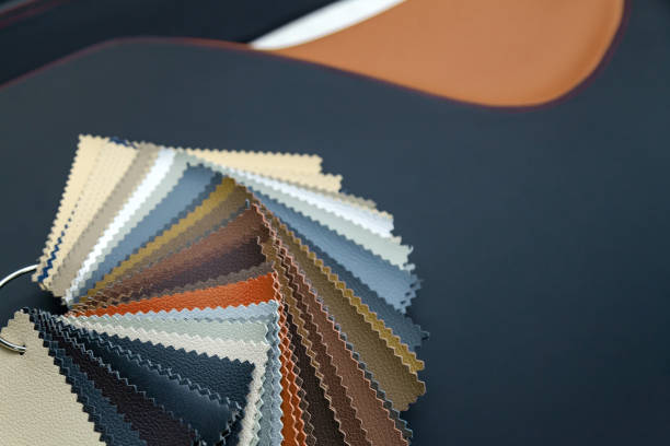 istock A catalog with samples of genuine leather materials in different colors for the manufacture of designer clothes, shoes and accessories. 1177670082