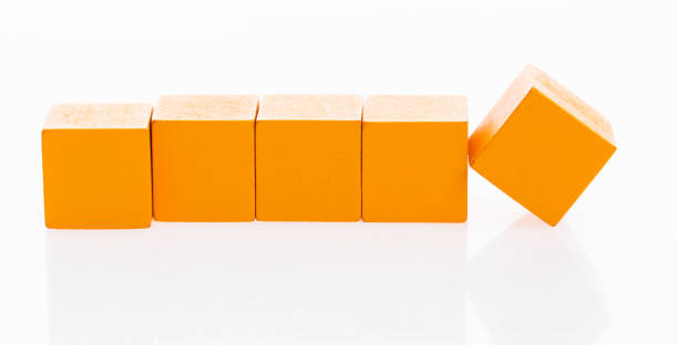 istock Wooden blocks in a row on white background 1177672065