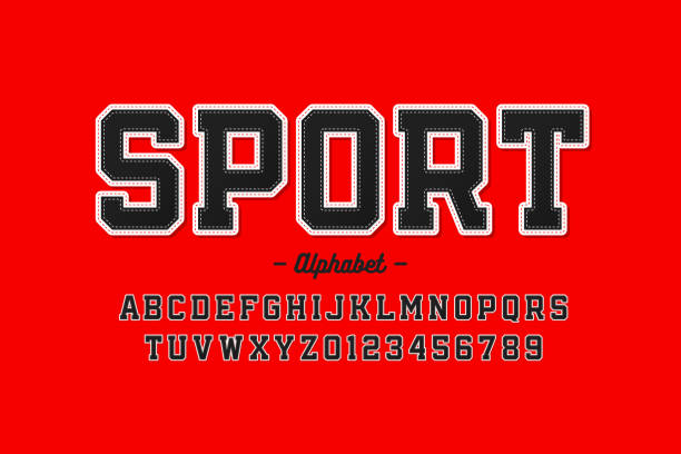 sport uniform style schriftart - strip in stock-grafiken, -clipart, -cartoons und -symbole