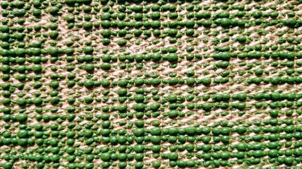 istock Yoga mat with jute texture green color 1177685244