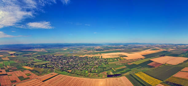 istock Summer panorama aerial view of fields 1177687104