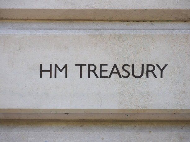 HM Treasury sign in London HMRC (Her Majesty Treasury) sign in London, UK hm government stock pictures, royalty-free photos & images