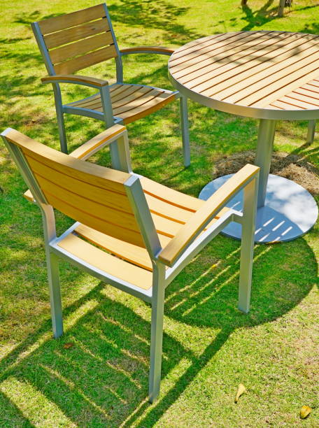 istock Garden table and chairs in garden 1177687357