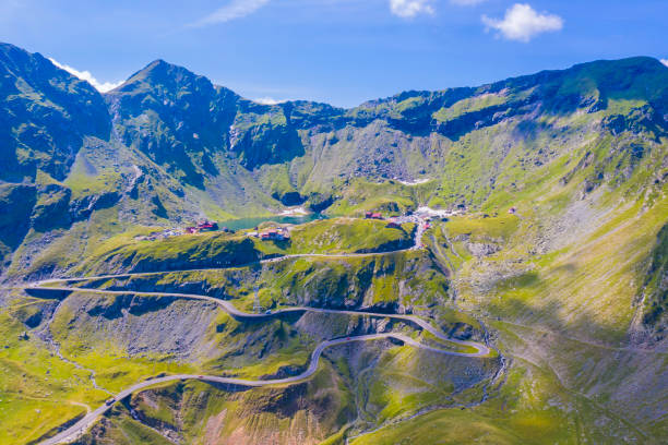 istock Above view of uphill mountain road 1177687508
