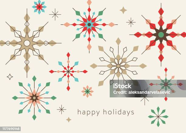 Geometric Graphic Snowflake Holiday Background Stock Illustration - Download Image Now - Christmas, Holiday - Event, Snowflake Shape