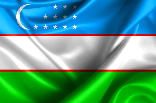 istock Uzbekistan waving flag 1177690356