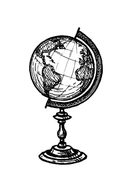 Vector illustration of Ink sketch of globe