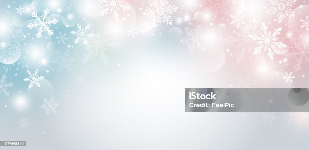 Kerst achtergrond ontwerp van sneeuwvlok en bokeh met lichteffect vector illustratie - Royalty-free Achtergrond - Thema vectorkunst
